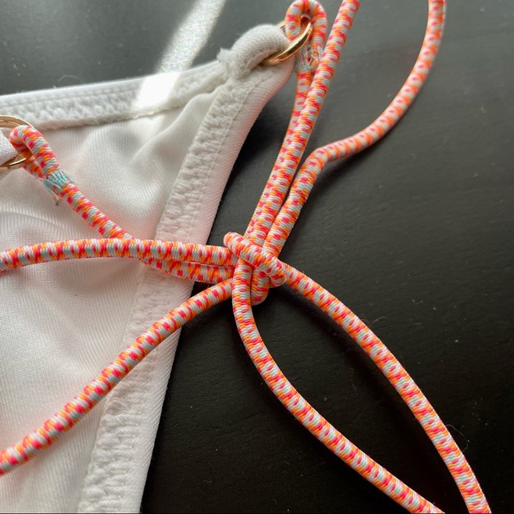 Victoria’s Secret White Bikini Bottom with Orange Straps and Palm tree pandents - Picture 5 of 7